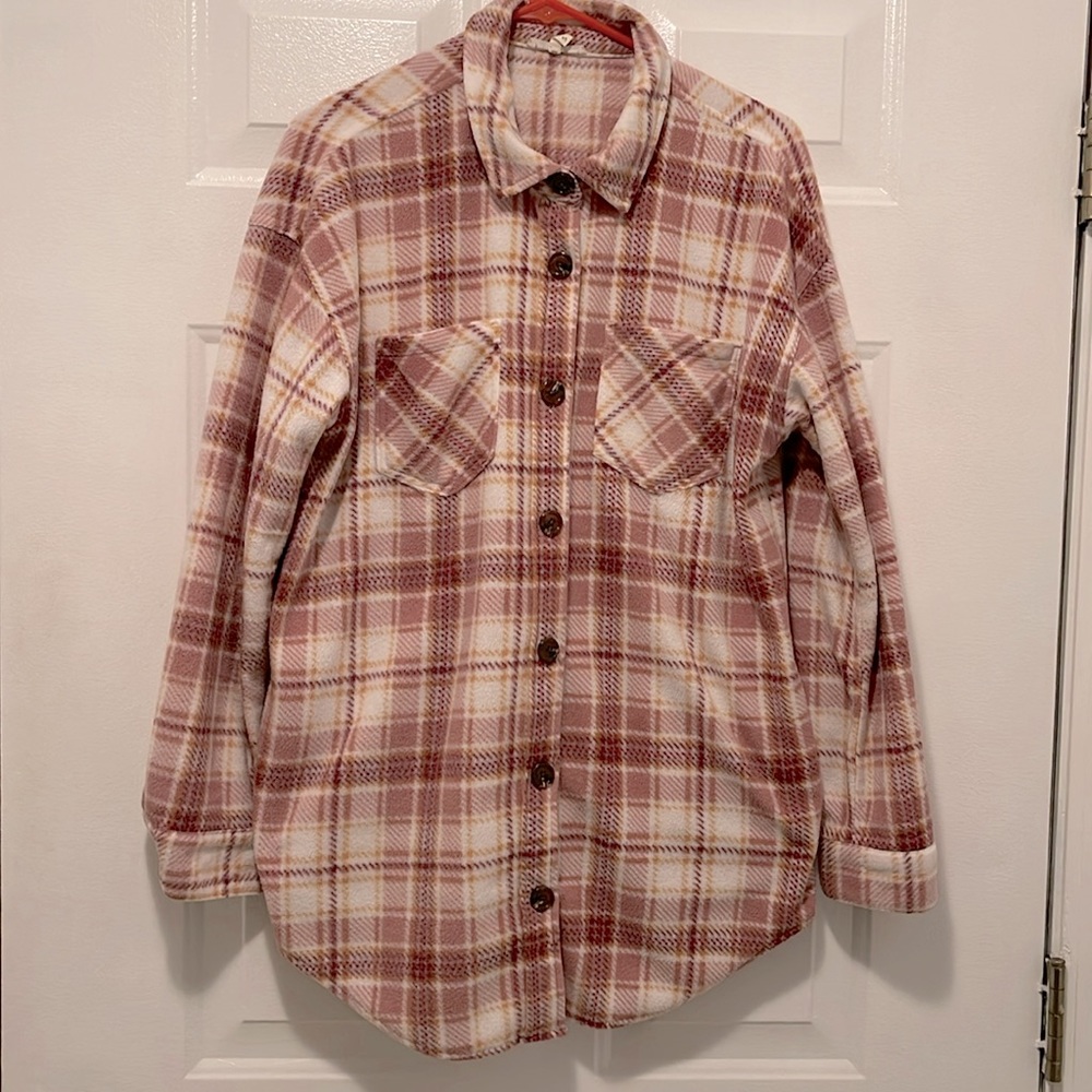 Maurices Shacket. Worn maximum of 5 times during the Valentine’s Day season.